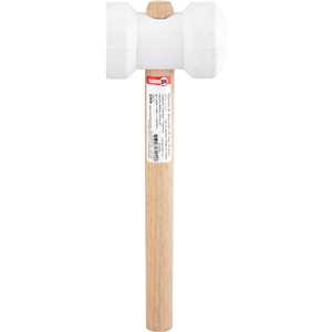 Martelo de borracha 60 mm, cabo em madeira, para azulejista, branco, NOVE54