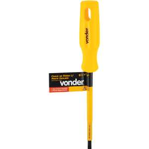 Chave de fenda com haste isolada, aço cromo vanádio, 1/4" x 5" VONDER