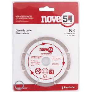 Disco de corte diamantado, 105 mm x 20 mm, segmentado, N3, NOVE54