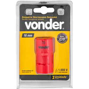Soquete sextavado isolado, encaixe de 1/2", 16,0 mm, IEC60900, VONDER