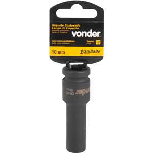 Soquete sextavado longo de impacto, 10 mm, encaixe de 1/2", VONDER