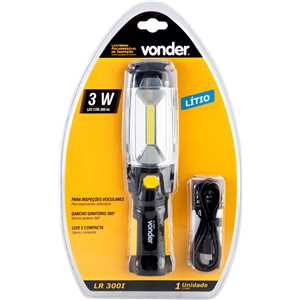 Lanterna recarregável de inspeção, 3 W COB + 6 LEDs, LR 300I, VONDER