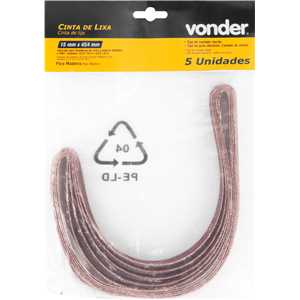 Lixa em cinta, 454 mm x 15 mm, G 120, embalagem com 5 peças, VONDER