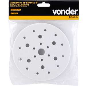 Interface de espuma 6" para polimento, fixa fácil, VONDER