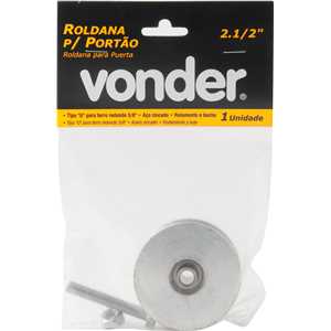 Roldana para portão 2.1/2", tipo U, aço zincado, com rolamento e bucha, VONDER