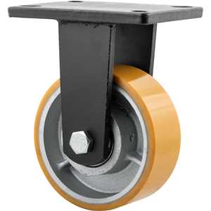 Rodízio fixo industrial 5", de poliuretano e ferro fundido, laranja, VONDER
