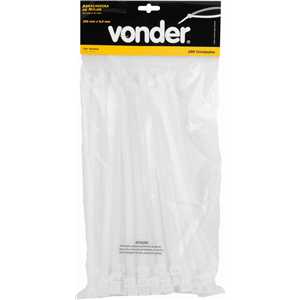 Abraçadeira de nylon, branca, 280 mm x 9,0 mm, com 100 peças, VONDER
