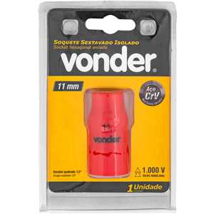 Soquete sextavado isolado, encaixe de 1/2", 11,0 mm, IEC60900, VONDER
