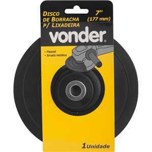 Suporte em disco de borracha para lixadeira 7", flexível, VONDER