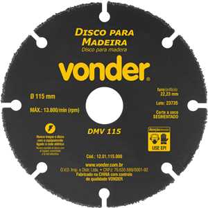 Disco de corte para madeira, 115 mm, DMV 115, VONDER