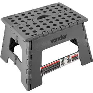 Banqueta plástica dobrável, cinza, altura 220 mm, VONDER