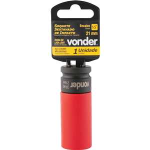 Soquete sextavado de impacto, encaixe 1/2", 21 mm, para roda de liga leve, VONDER