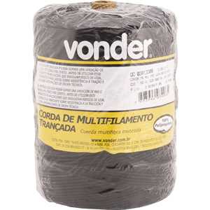 Corda multifilamento trançada 2,0 mm x 408 m, preta, VONDER