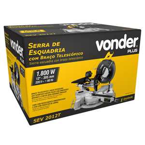 Serra de esquadria 12", com braço telescópico, 1.800 W, 220 V~, SEV 2012T VONDER PLUS
