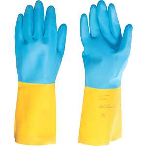 Luva de látex/neoprene, média, amarela e azul, LNV 200, VONDER