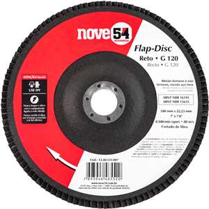 Flap-disc, disco de desbaste/acabamento, 7" - 180 mm, reto, grão 120, NOVE54