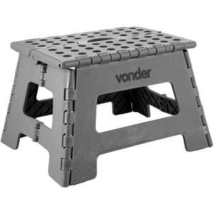 Banqueta plástica dobrável, cinza, altura 220 mm, VONDER