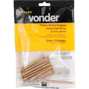 Parafuso madeira chipboard, cabeça chata, fenda cruzada/phillips, 5,5 mm x 50,0 mm, VONDER