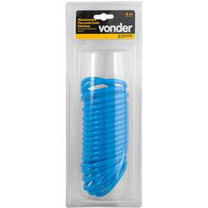 Mangueira/tubo poliuretano azul, espiral, conector 1/4" NPT macho, 5,0 mm x 8,0 mm, com 5,0 m, VONDER