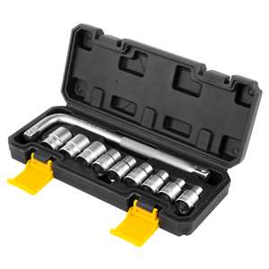 Jogo de soquetes estriados, encaixe 1/2", 8 mm a 20 mm, com 10 peças, VONDER