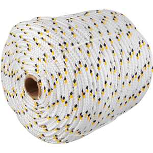 Corda multifilamento trançada 10,0 mm x 110 m, branca com detalhes em preto e amarelo, VONDER