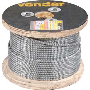 Cabo de aço galvanizado, alma de fibra, 9,53 mm - 3/8", 6 x 7, VONDER