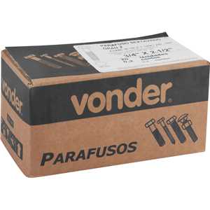 Parafuso sextavado zincado 3/4" x 2.1/2", UNC, rosca parcial, VONDER