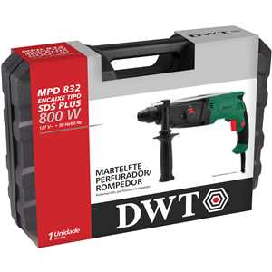 Martelete perfurador/rompedor SDS PLUS, 800 W, 127 V~, MPD 832, com maleta DWT