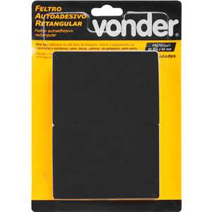 Feltro autoadesivo preto, retangular, 95 mm x 68 mm, VONDER