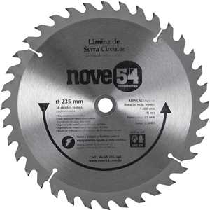 Lâmina de serra circular com dentes de metal duro/vídea, 235 mm x 25 mm, 36 dentes, NOVE54