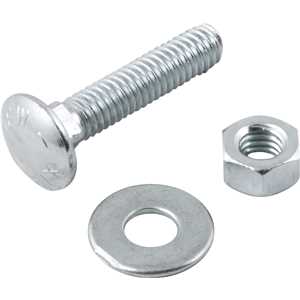 Parafuso francês zincado, 5/16" x 1.1/2", com porca e arruela, cartela com 2 conjuntos, VONDER