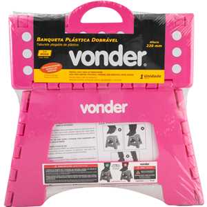 Banqueta plástica dobrável, rosa, altura 220 mm, VONDER