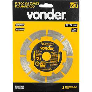 Disco de corte diamantado, 121 mm x 20 mm, segmentado, V3, VONDER