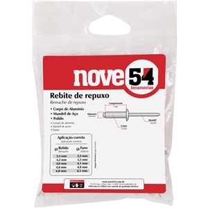 Rebite de repuxo 2,4 mm x 10,0 mm, pacote com 100 peças NOVE54