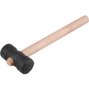 Martelo de borracha 40 mm, cabo em madeira, preto, NOVE54
