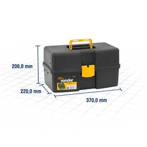 Caixa para ferramentas, plástica, com 3 bandejas, 37,0 cm x 22,0 cm x 20,0 cm, VD 3001, VONDER