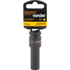 Soquete sextavado longo de impacto, 12 mm, encaixe de 1/2", VONDER
