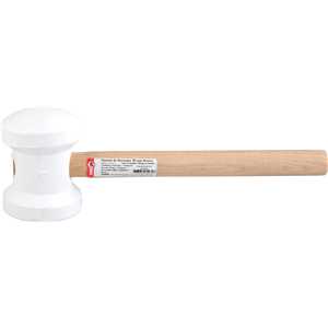 Martelo de borracha 80 mm, cabo em madeira, para azulejista, branco, NOVE54