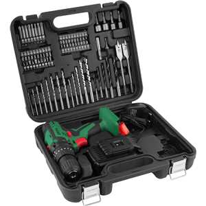Parafusadeira/furadeira de impacto a bateria, 12 V, fonte bivolt automática, jogo com 74 acessórios, PFD 074 DWT