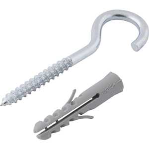 Gancho 3,3 mm x 60 mm, com bucha de nylon 6 mm, G-6, VONDER