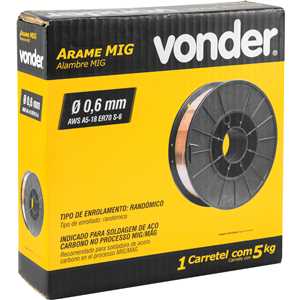 Arame MIG/MAG 0,6 mm, carretel plástico com 5 kg, VONDER