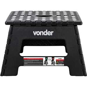 Banqueta plástica dobrável, preta, altura 220 mm, VONDER
