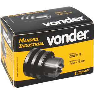 Mandril com chave, 1,0 mm - 16,0 mm, cone B18, VONDER