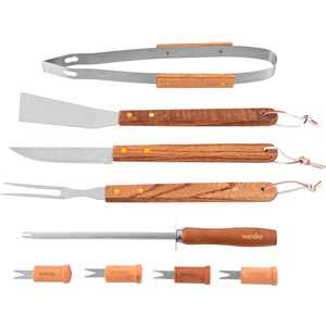 Jogo de utensílios para churrasco, em aço inox, com 10 peças, VONDER