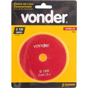 Disco de lixa diamantado com costado em pluma 4", grão 100, VONDER