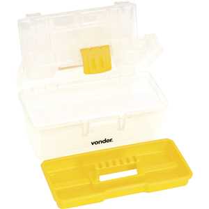Caixa plástica para ferramentas, transparente e amarela, com 1 bandeja, CPV 0300, VONDER