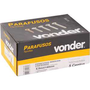 Parafuso madeira chipboard, cabeça chata, fenda cruzada/pozidrive, 6,0 mm x 40,0 mm, VONDER