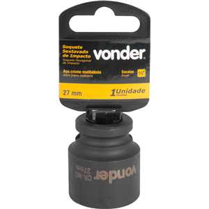 Soquete sextavado de impacto, encaixe de 1/2" x 27,0 mm, VONDER