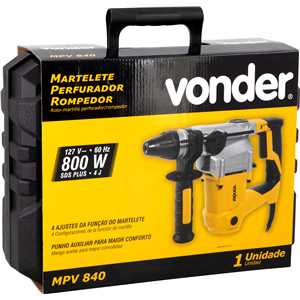 Martelete perfurador/rompedor SDS PLUS, 800 W, 127 V~, MPV 840, com maleta VONDER