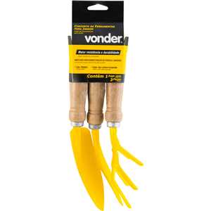 Conjunto para jardim, com 3 peças, cabos em madeira, VONDER